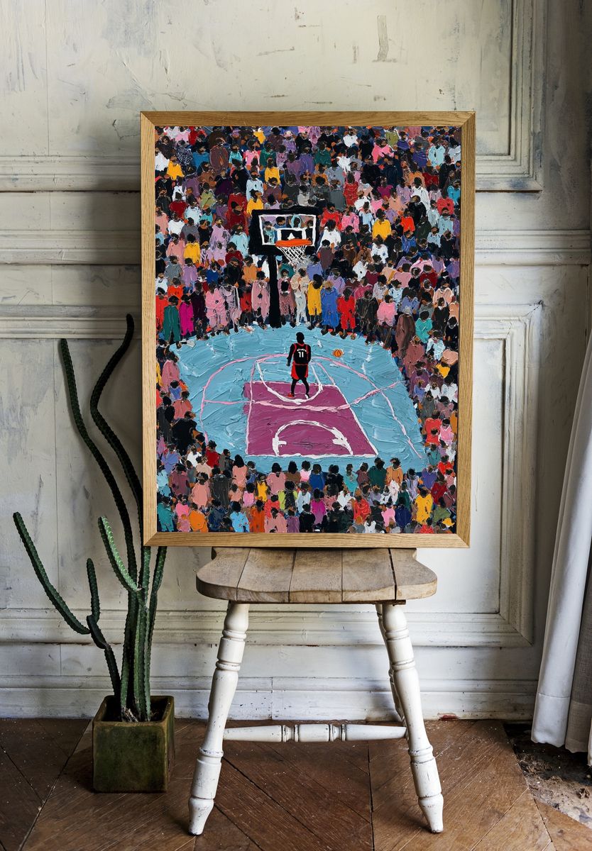 Basketball Player in Crowd — Art Print. room preview