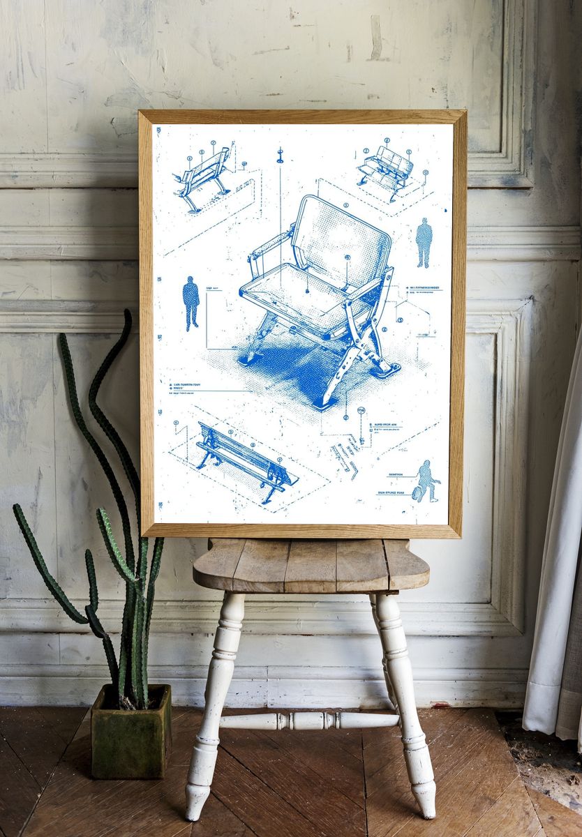 Blueprint Chair Design Poster room preview