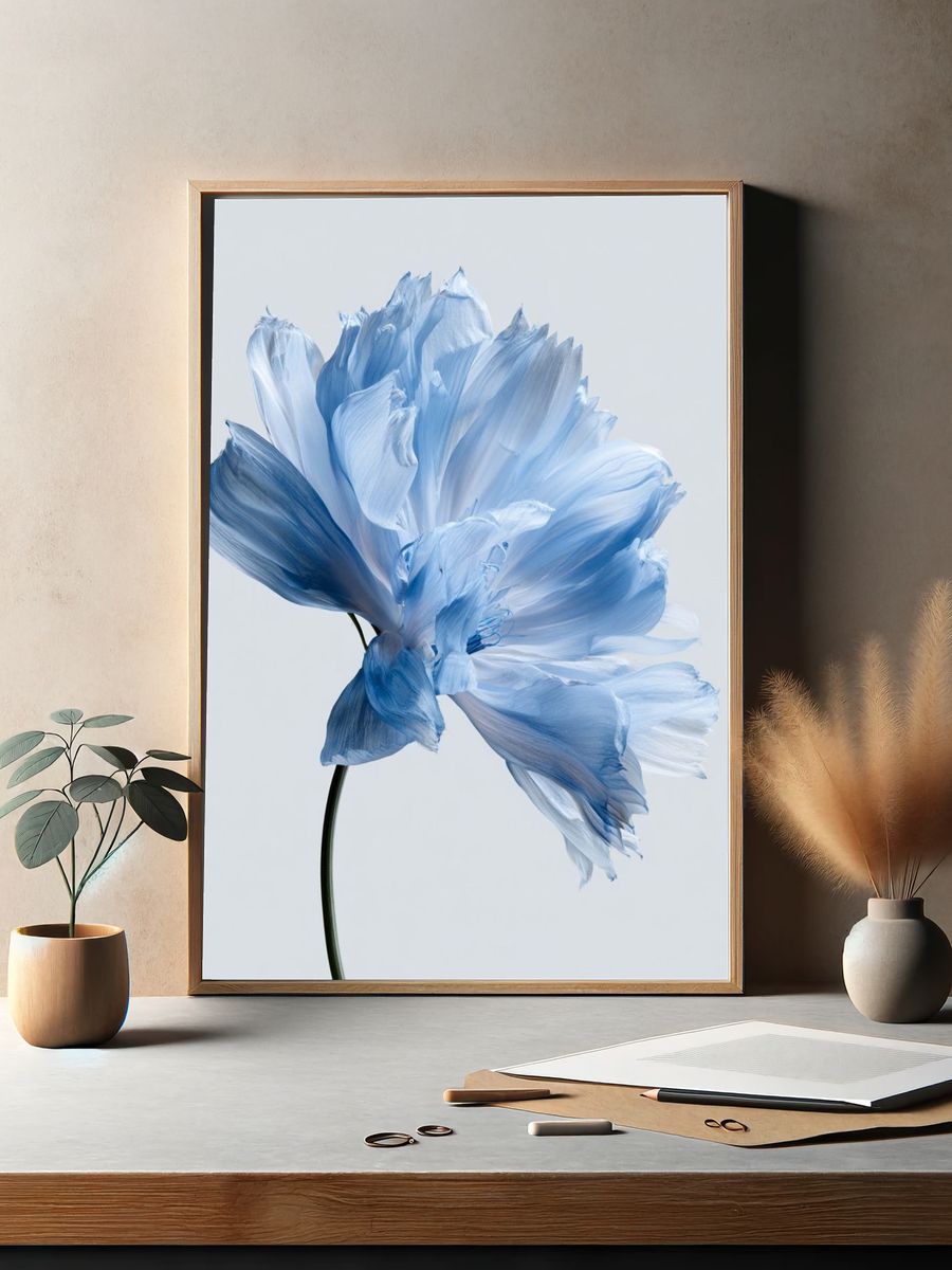 Blue Poppy Bloom Photography Poster. — room view 2