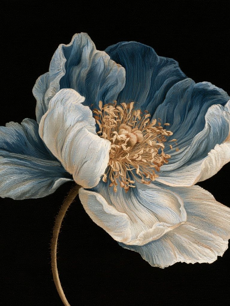 Blue Poppy Botanical Print. poster detail