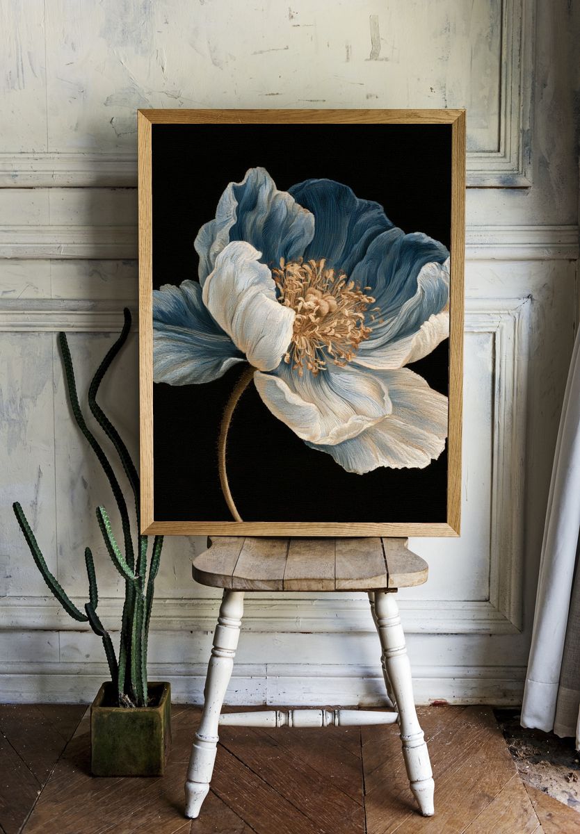 Blue Poppy Botanical Print. — room view 1