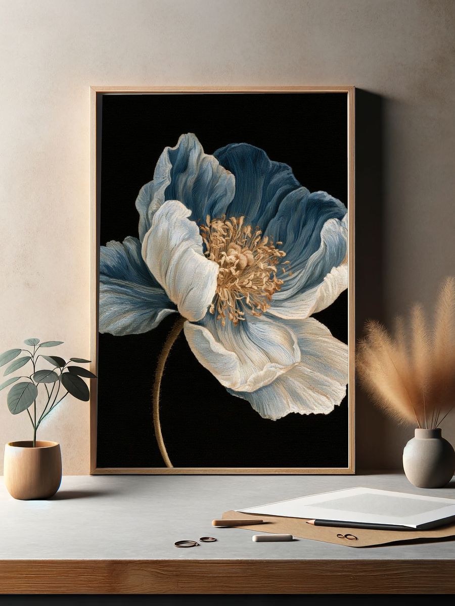 Blue Poppy Botanical Print. — room view 2