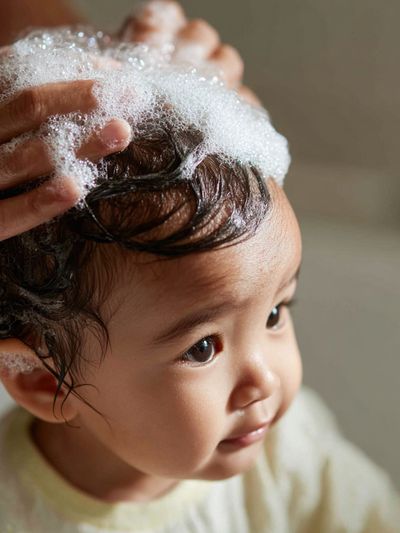 Baby Bath Time Portrait Print. poster print