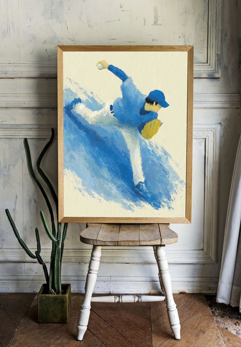 Baseball Pitcher — Illustration Print. — room view 1