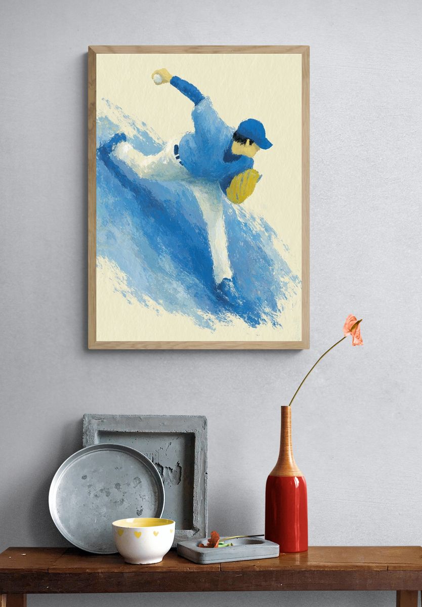 Baseball Pitcher — Illustration Print. — room view 3