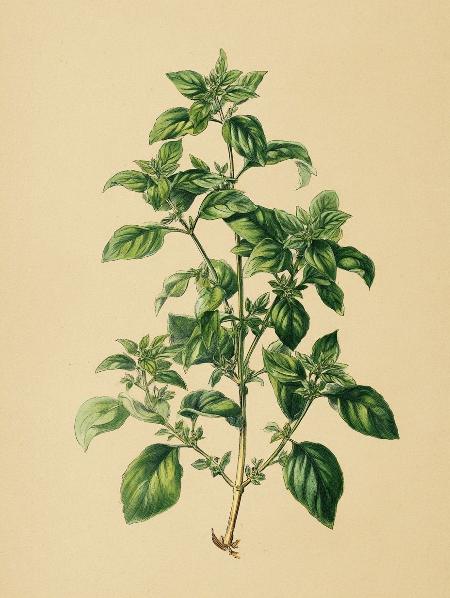 Basil Plant Botanical Print. poster — botanical art
