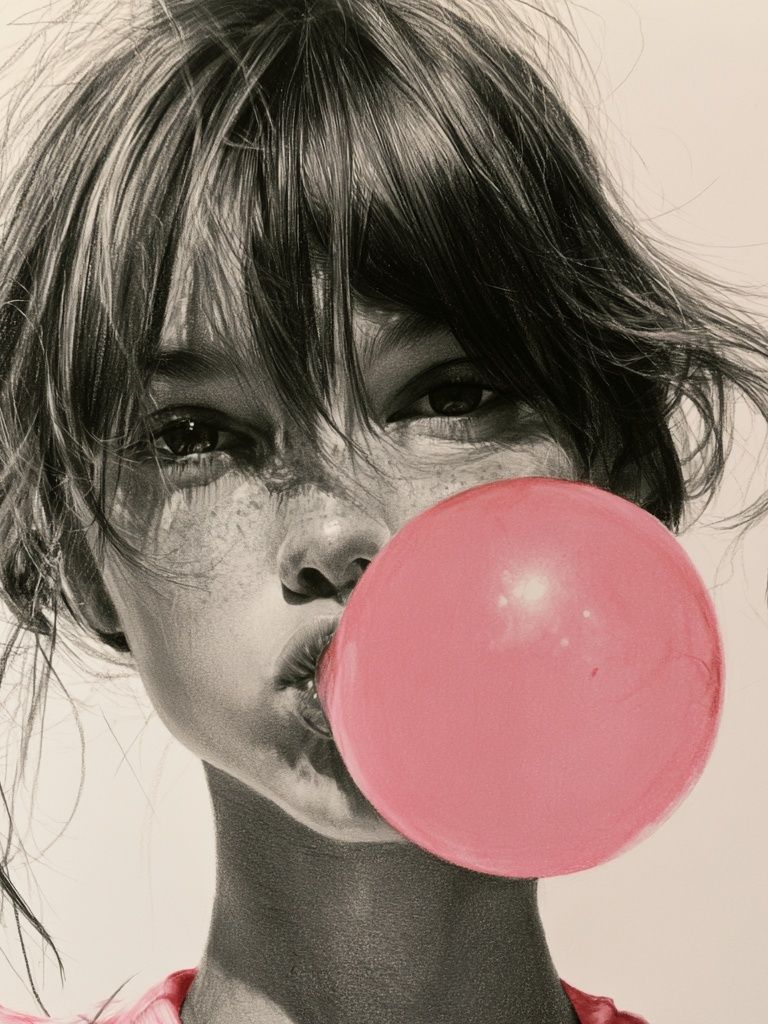 Bubblegum Portrait Photography Poster. poster detail