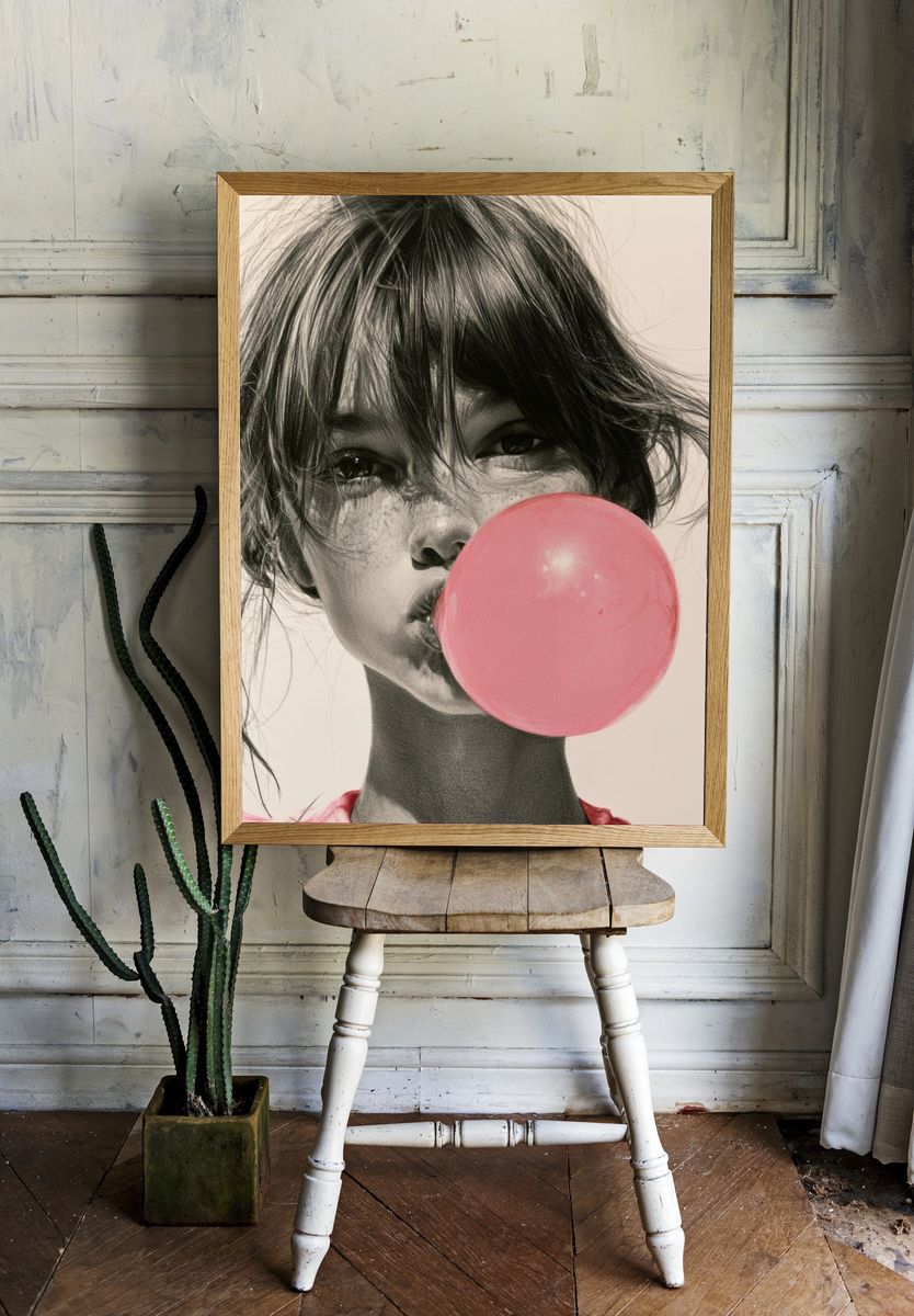 Bubblegum Portrait Photography Poster. — room view 1