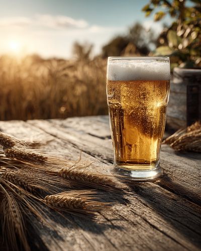Golden Beer in Sunset — Food-Drink Print. poster print