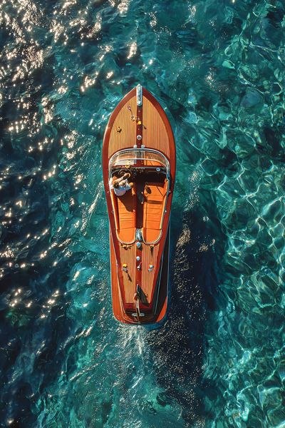 Luxury Boat on Crystal Clear Water — Photography Print. poster print