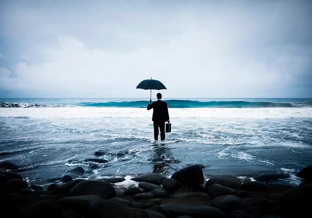 Businessman at the Beach — Photography Print. poster — photography art