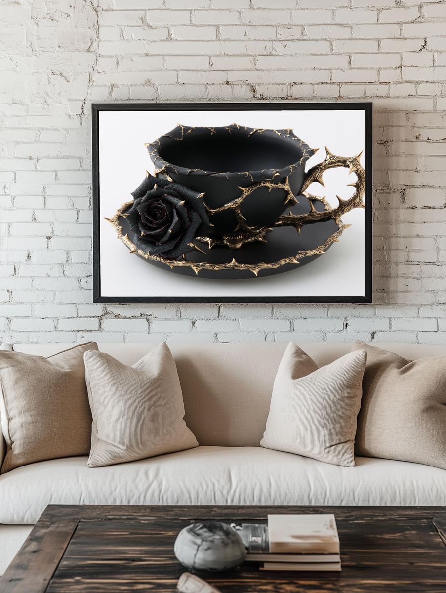 Black Rose Thorn Cup Print. — room view 1