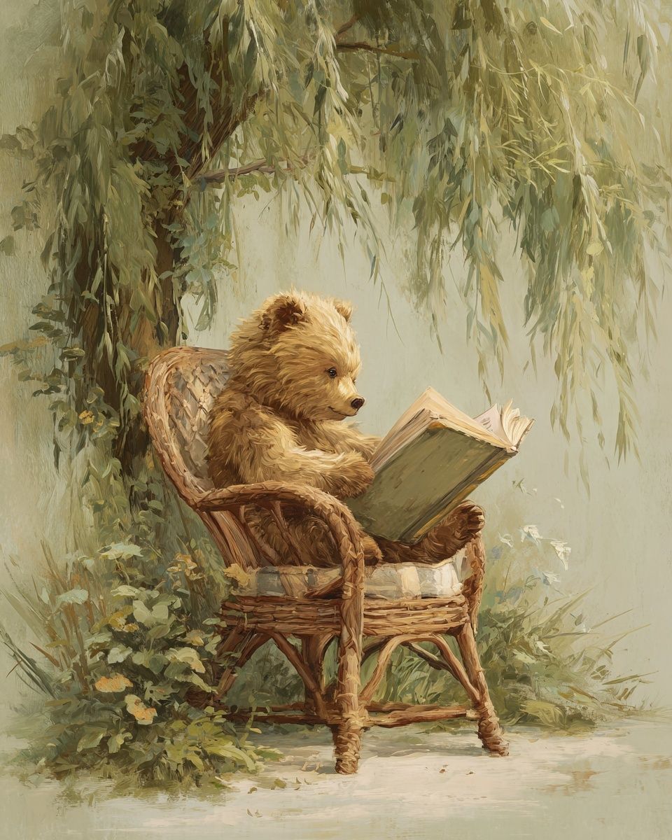 Reading Bear — Illustration Print. poster detail