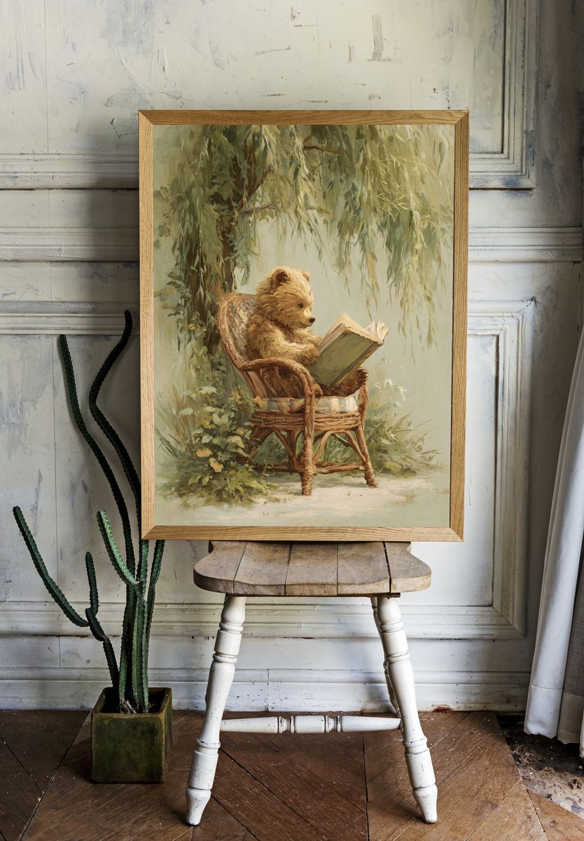 Reading Bear — Illustration Print room preview