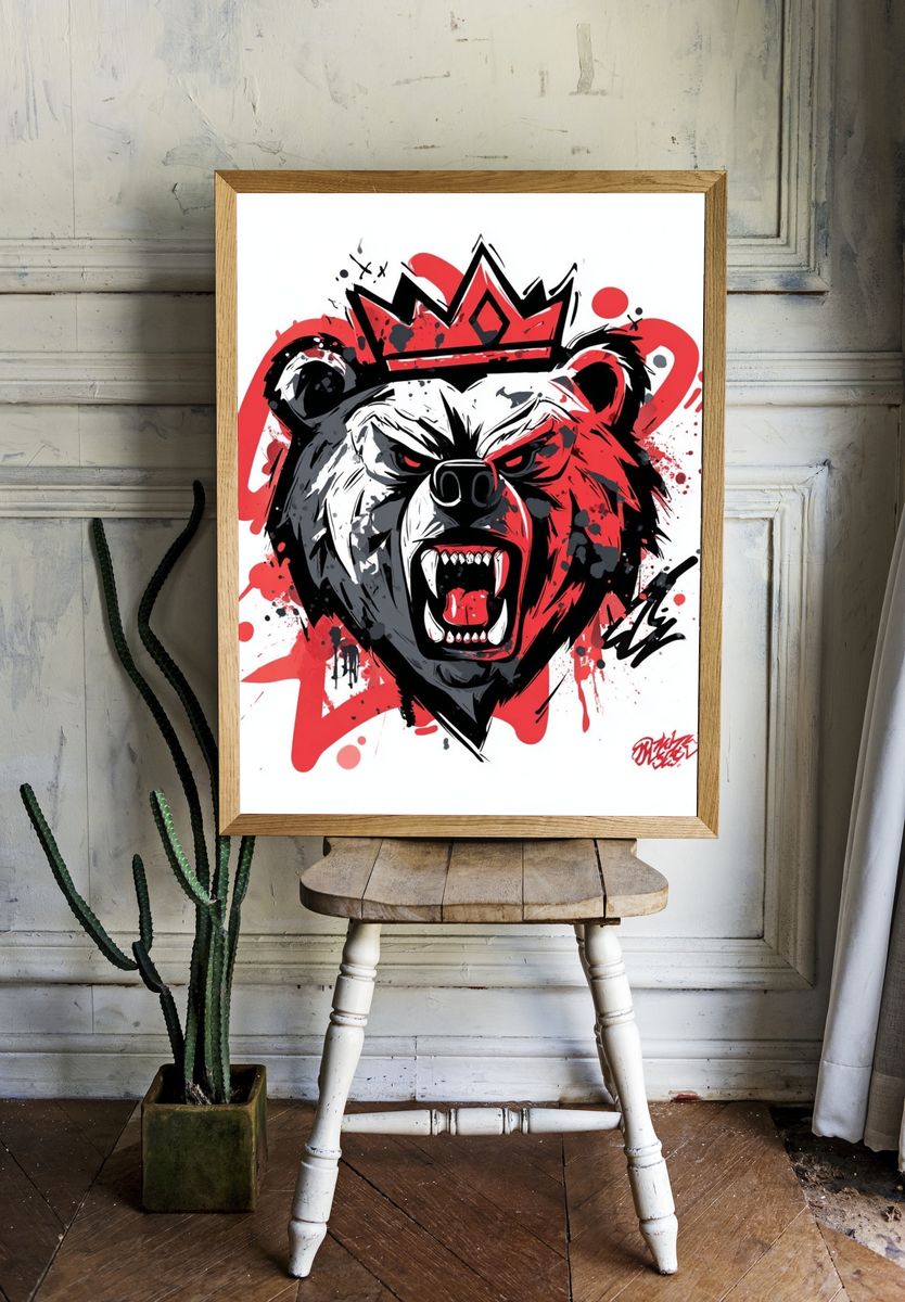 King Bear — Illustration Print. room preview