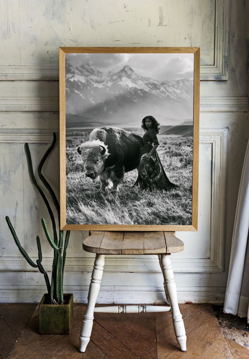 Bison Portrait Photography Poster. — room view 1