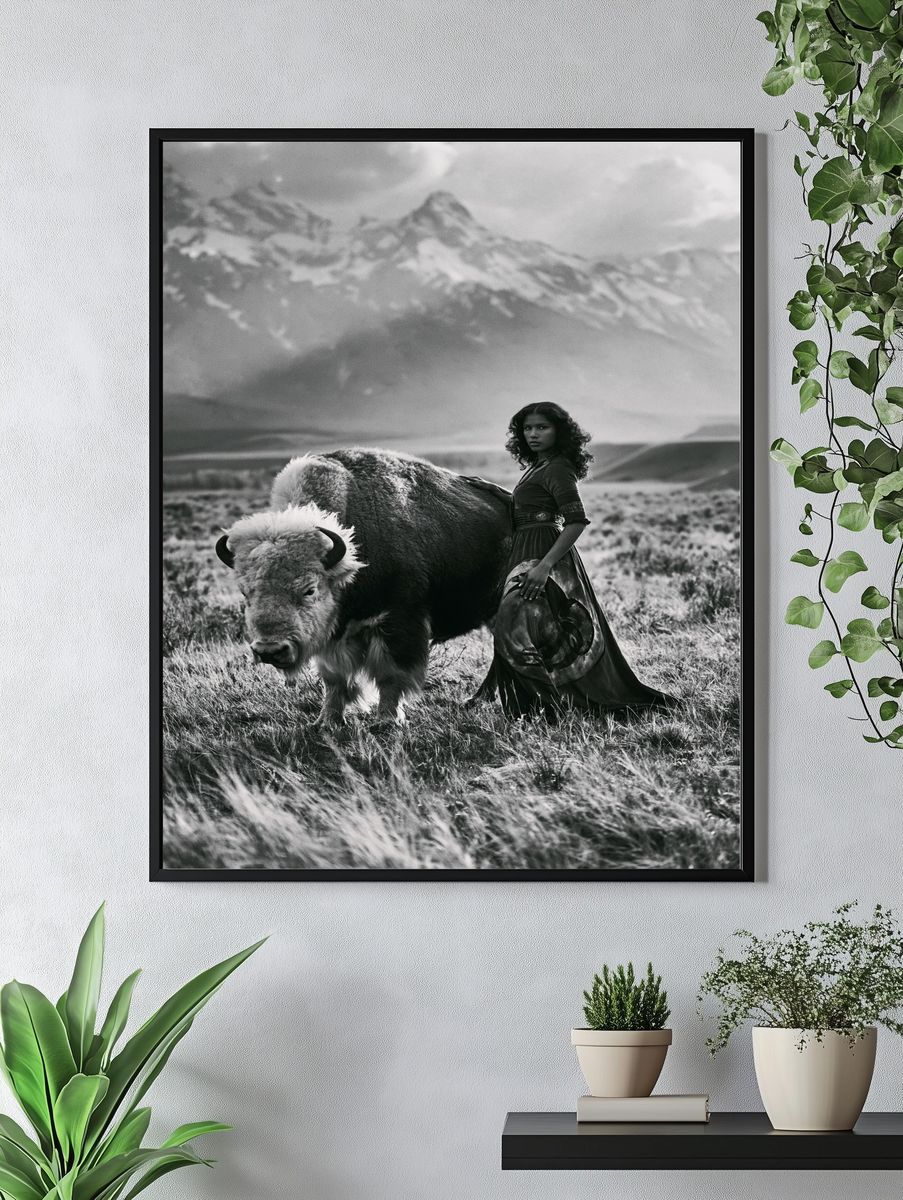 Bison Portrait Photography Poster. — room view 4