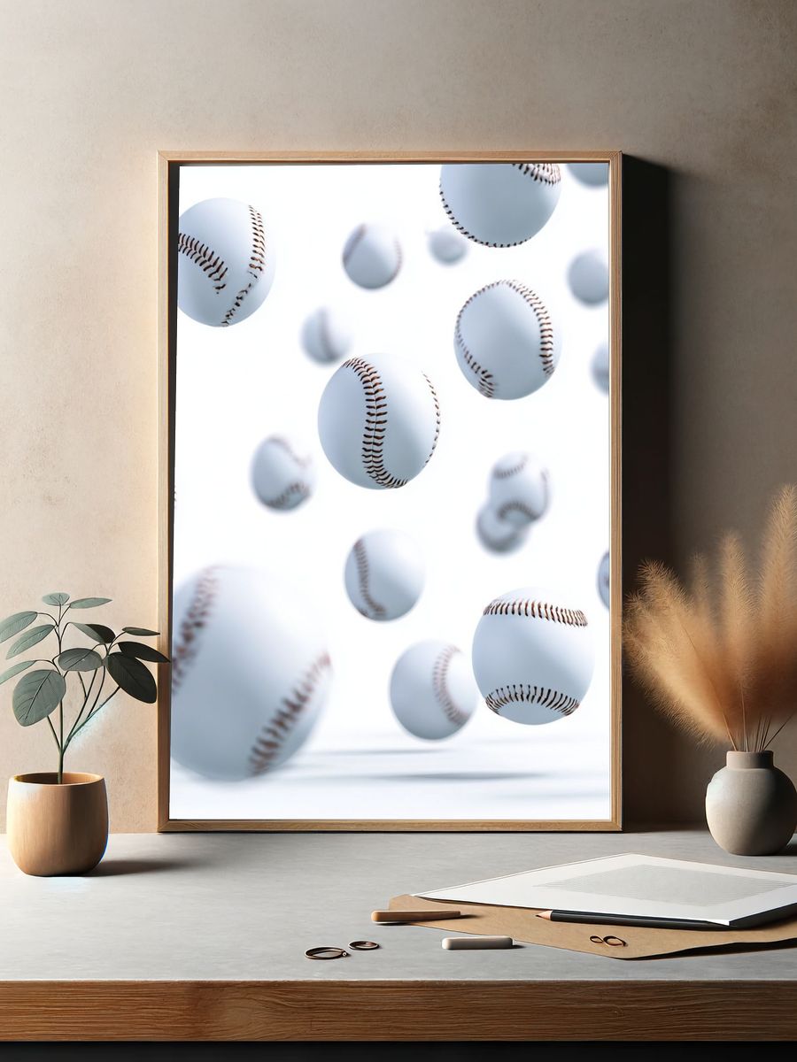 Floating Baseballs — Sports Print. — room view 2