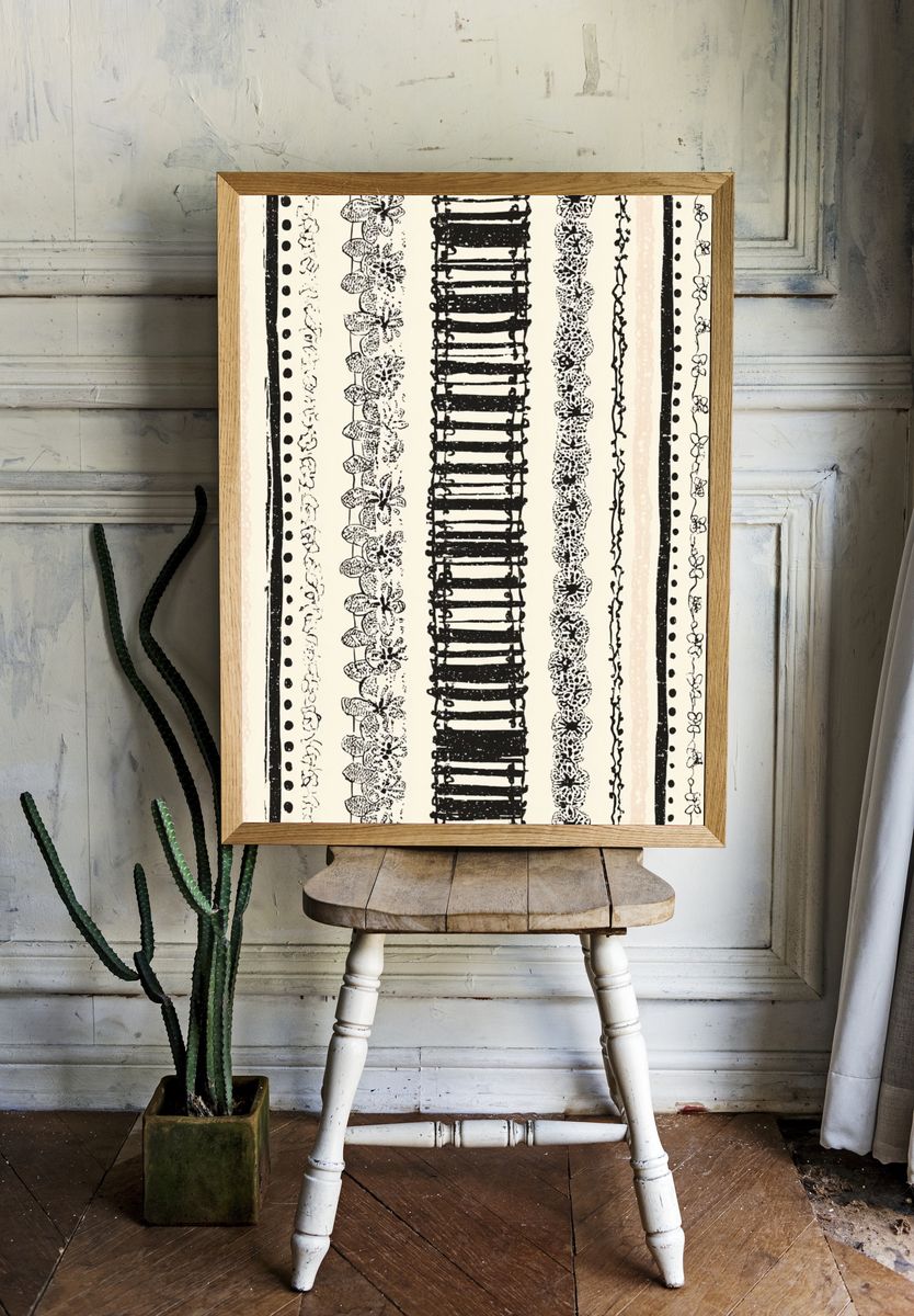 Bohemian Stripes — Minimalist Print. — room view 1