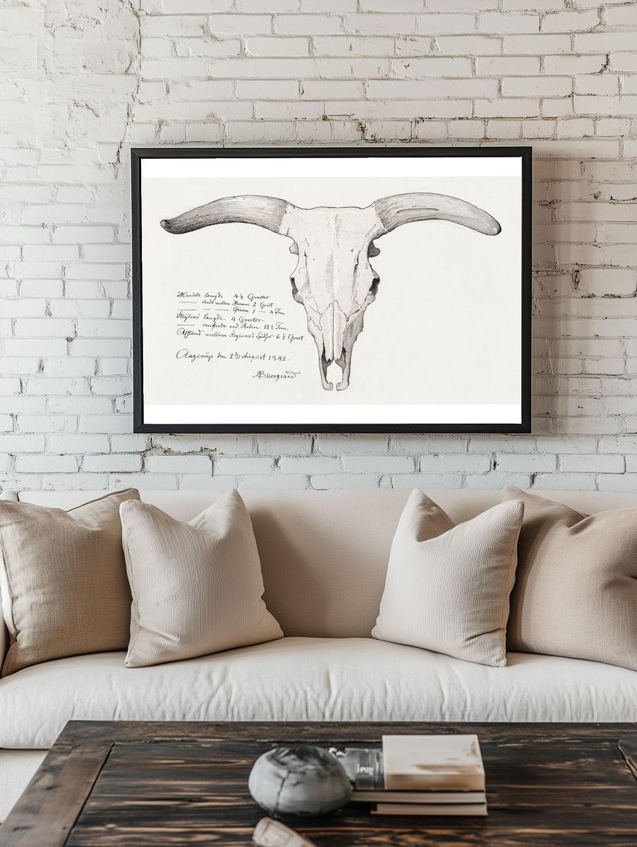 Bull Skull Illustration Poster. — room view 1