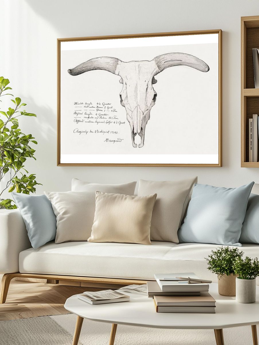 Bull Skull Illustration Poster. — room view 2