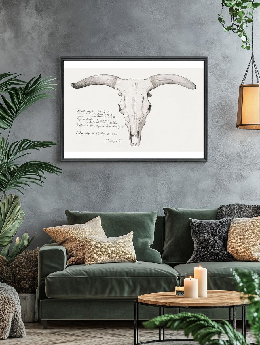 Bull Skull Illustration Poster. — room view 4