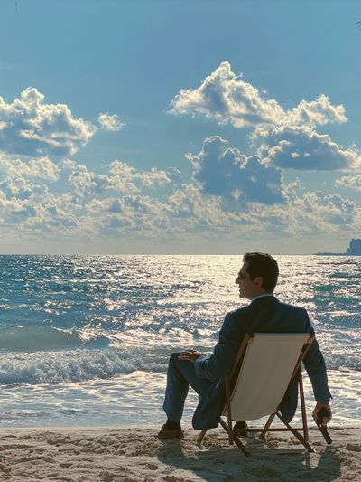 Beachside Suit Portrait Poster. poster