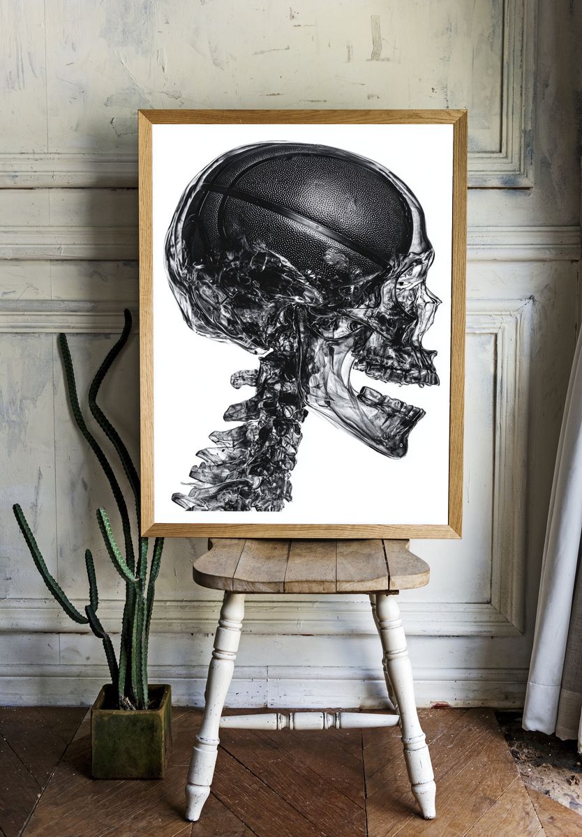 Basketball Skull — Fine Art Print. room preview