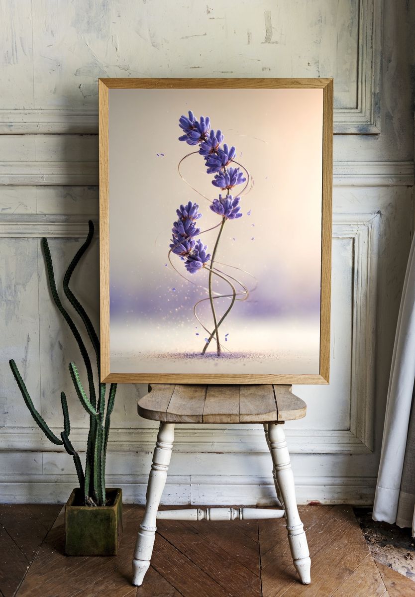 Lavender Floral Art Print room preview