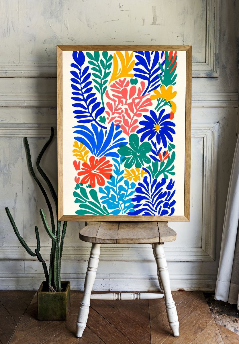 Colorful Botanical Illustration Poster room preview