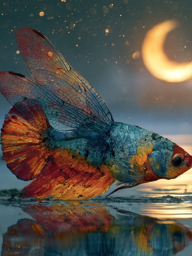 Dreamy Betta Fish Illustration Poster. poster — illustration art