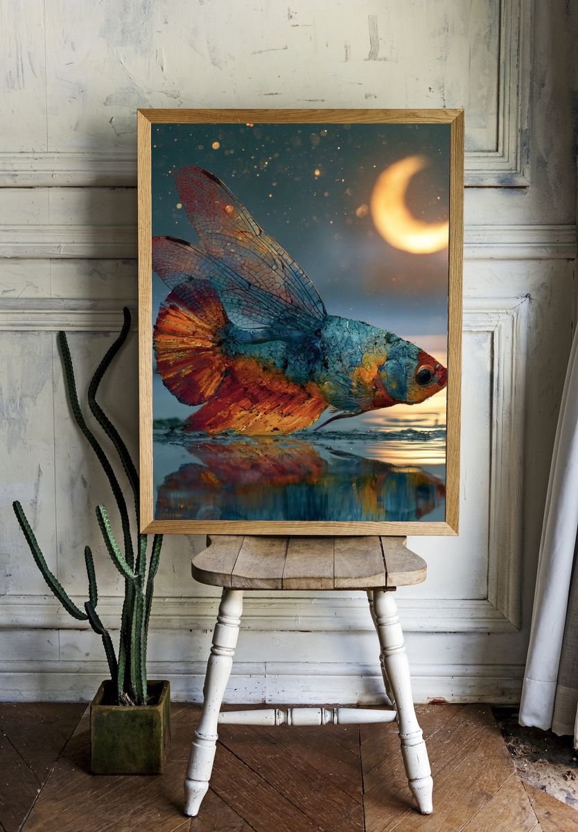 Dreamy Betta Fish Illustration Poster. room preview