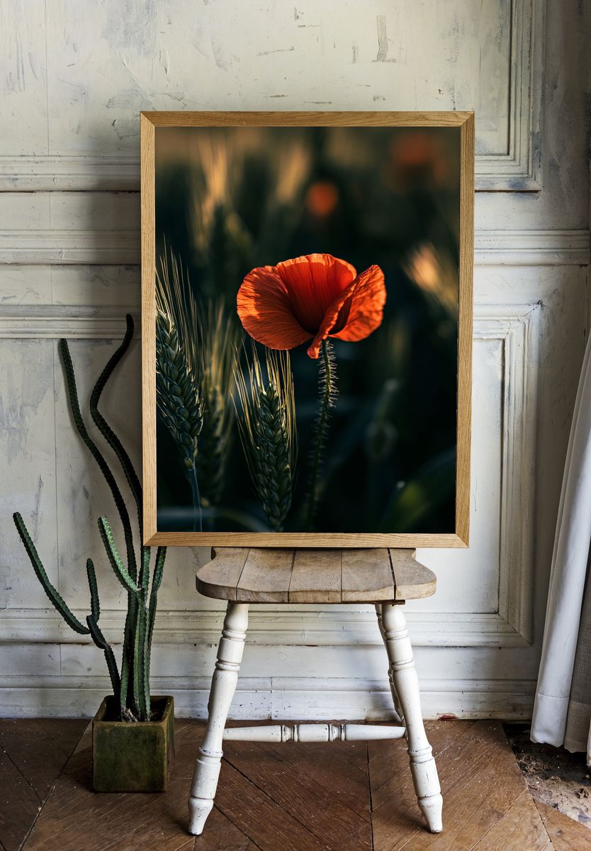 Red Poppy Field Photography Poster. room preview