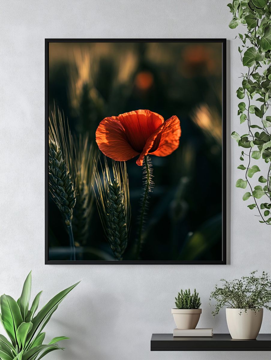 Red Poppy Field Photography Poster. — room view 4
