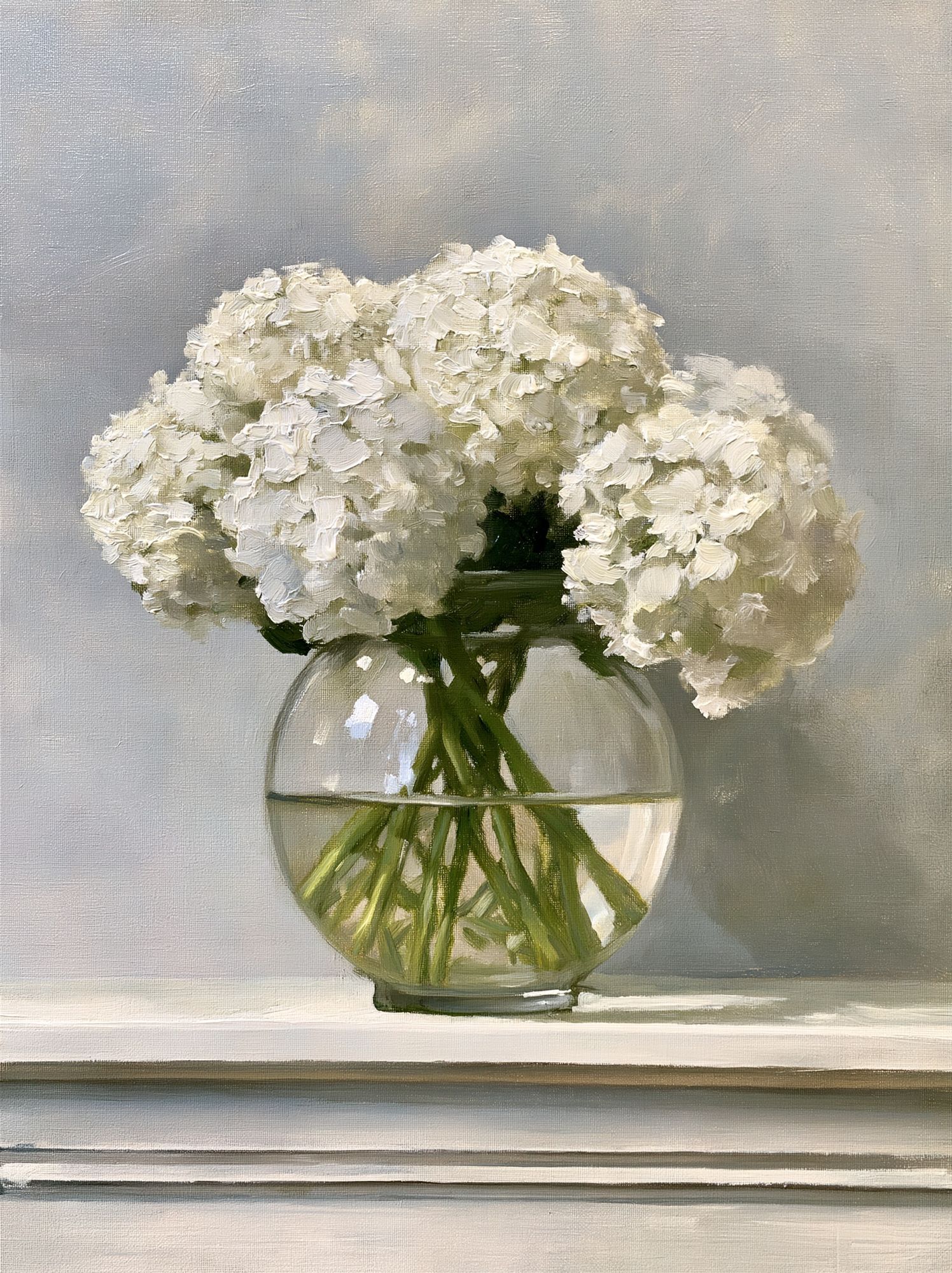 White Hydrangeas Still Life Poster. poster detail