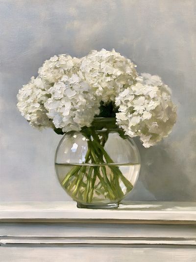White Hydrangeas Still Life Poster. poster print