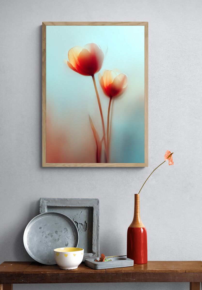 Tulip Blossoms — Botanical Print. — room view 3