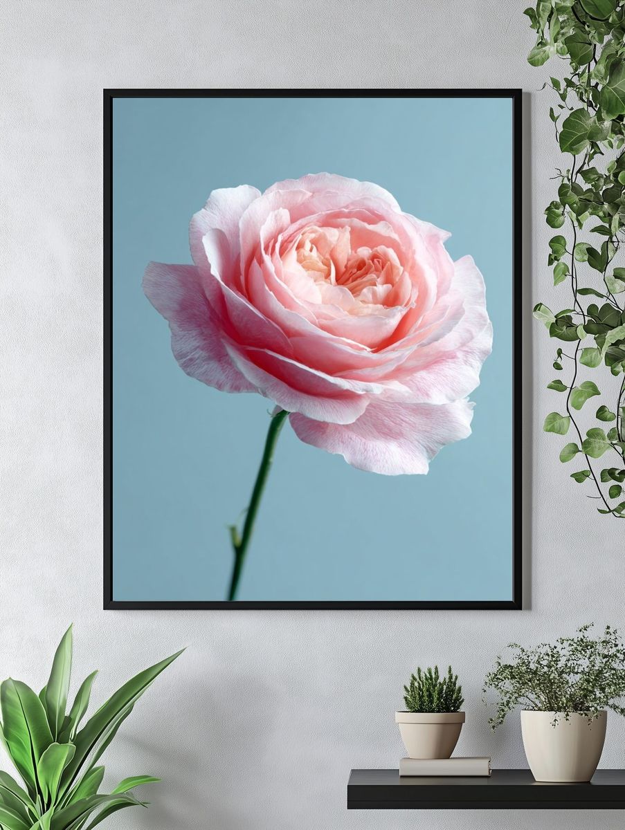 Pink Rose — Botanical Print. — room view 4
