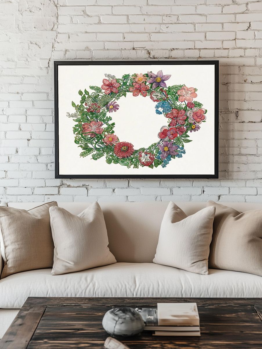 Floral Wreath — Botanical Print room preview