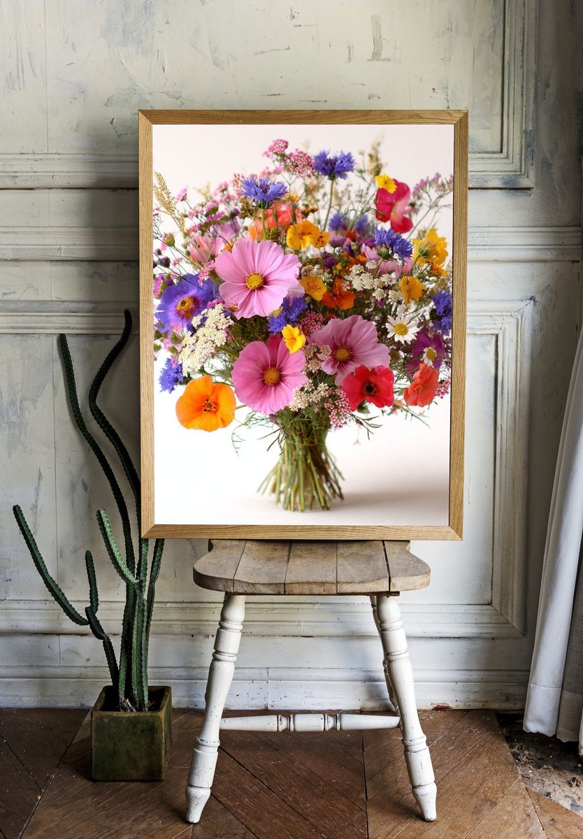 Colorful Wildflower Bouquet — Botanical Print. room preview