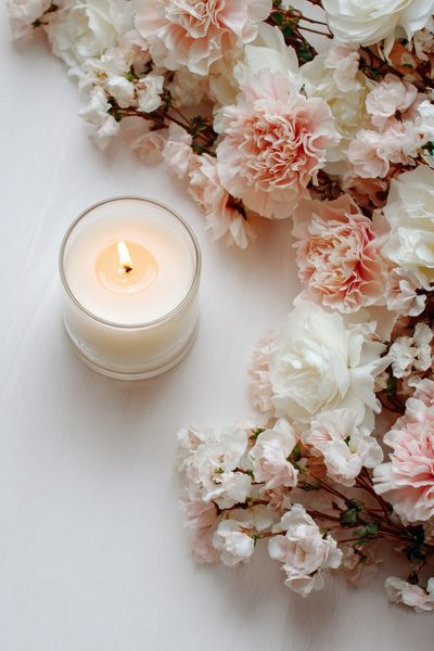 Floral Arrangement with Candle