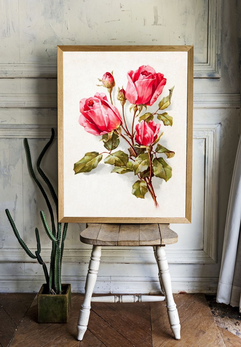 Pink Roses — Vintage Print room preview