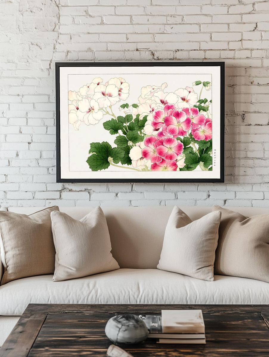 Geraniums Botanical Print room preview