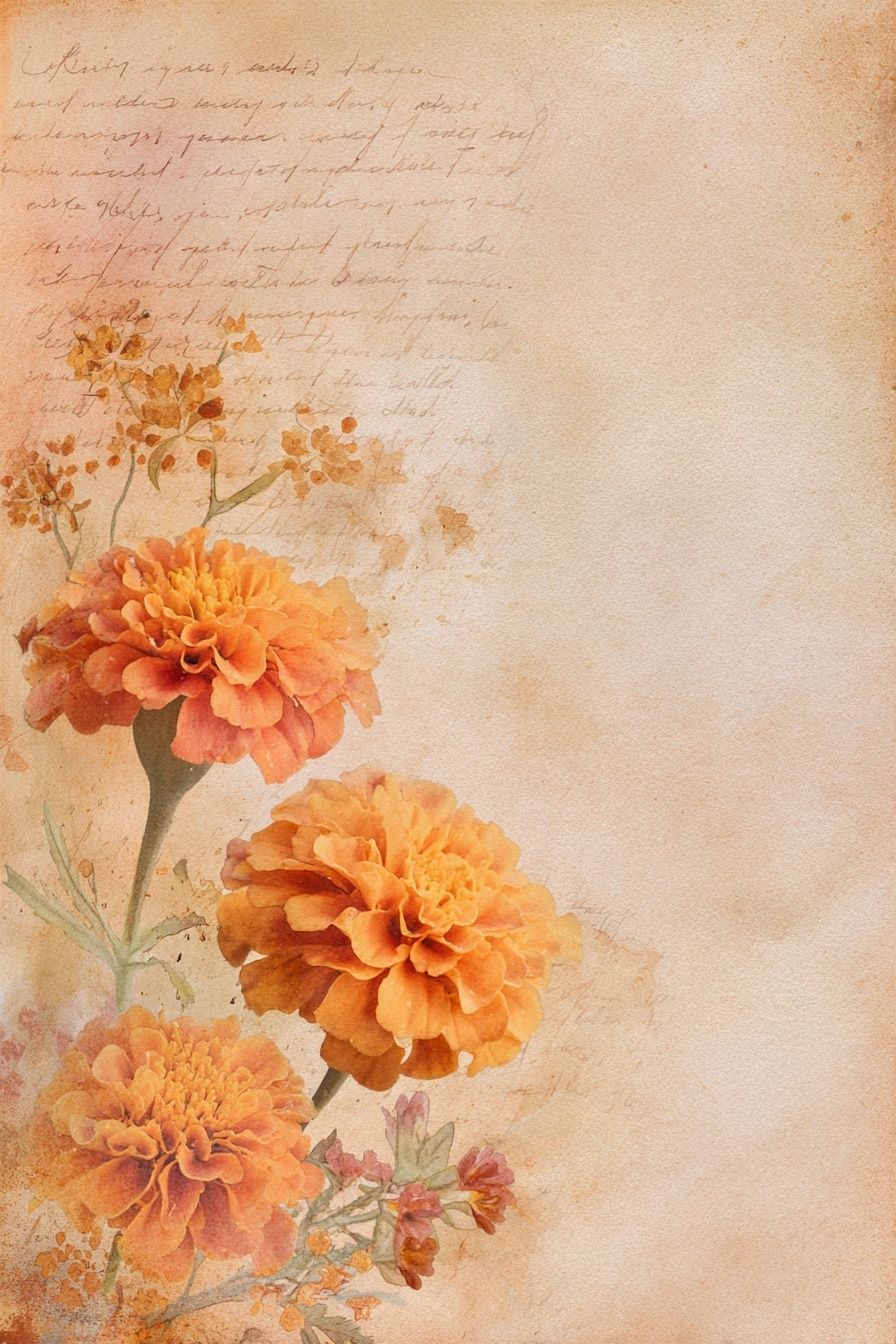 Marigold Floral Watercolor Poster. poster detail