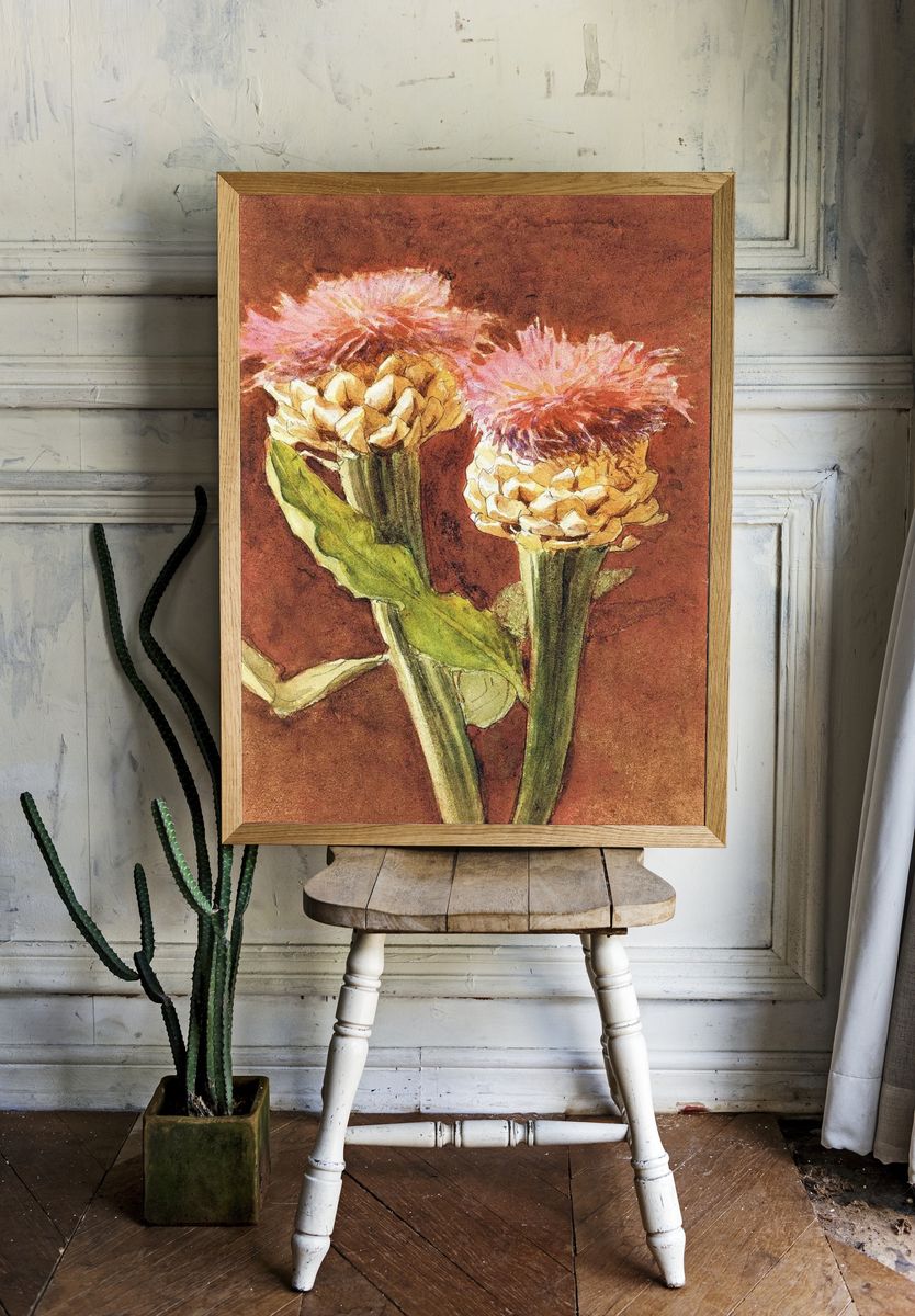 Pink Flower Watercolor Poster. room preview