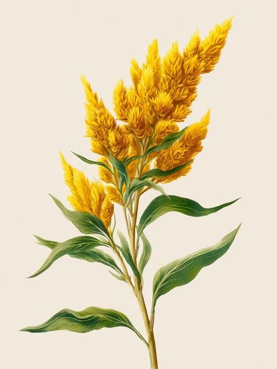 Yellow Celosia Botanical Print. poster print