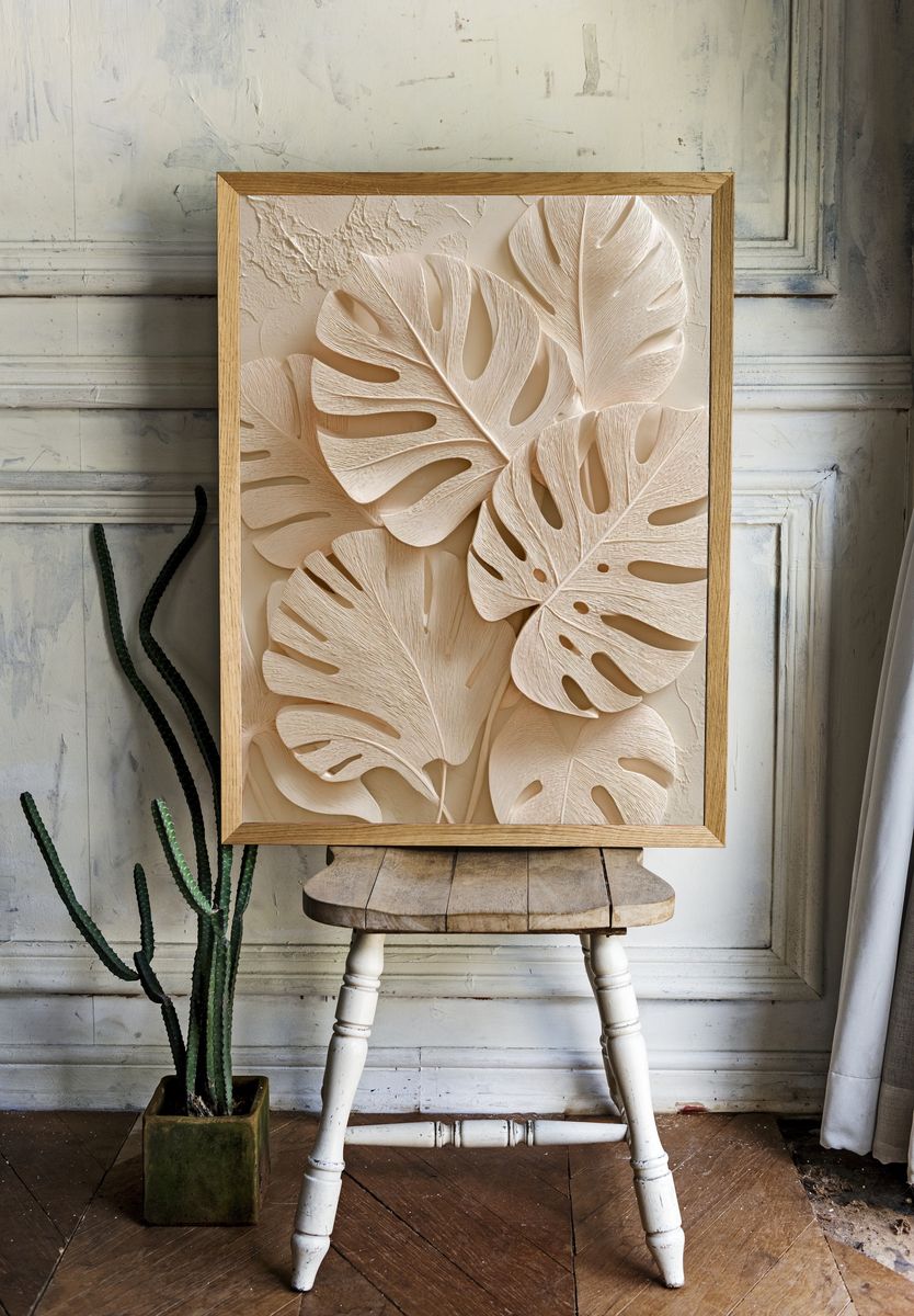 Monstera Leaves — Botanical Print. — room view 1