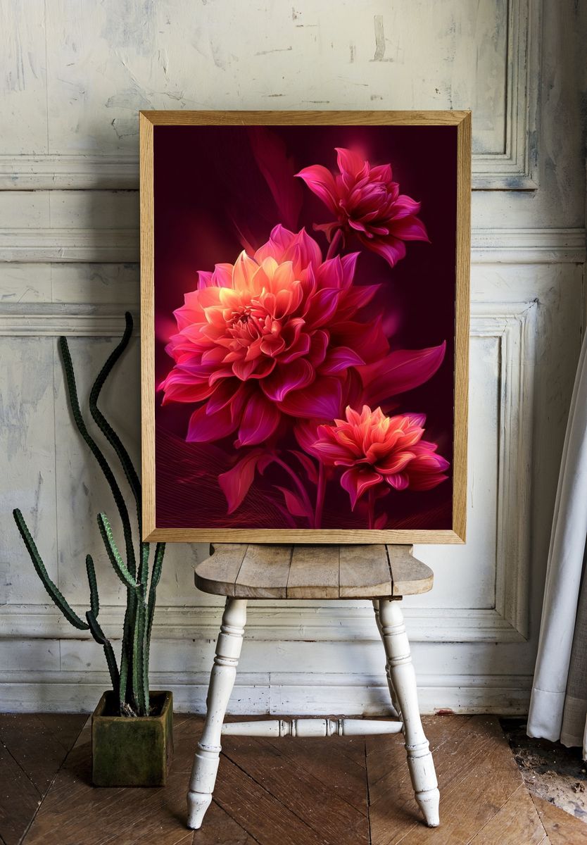 Vibrant Floral Elegance — Botanical Print. room preview