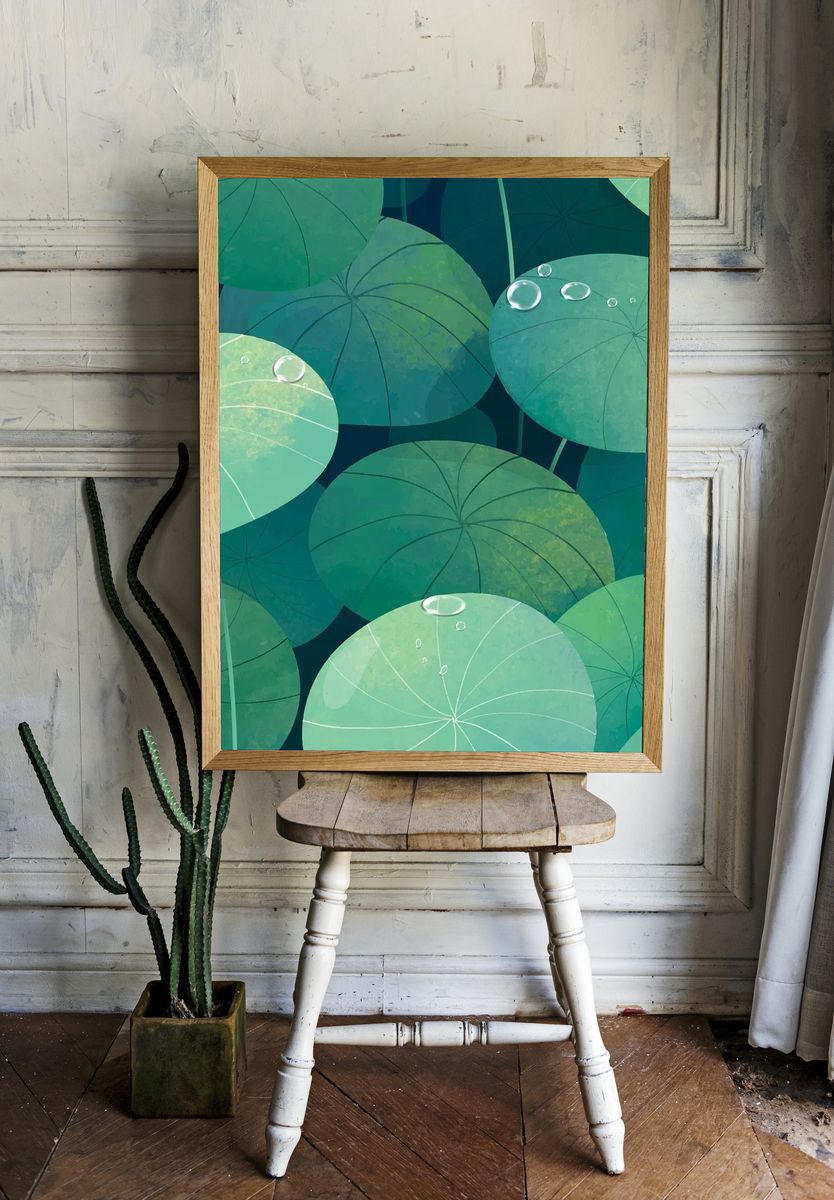 Lush Green Lily Pads — Botanical Print room preview