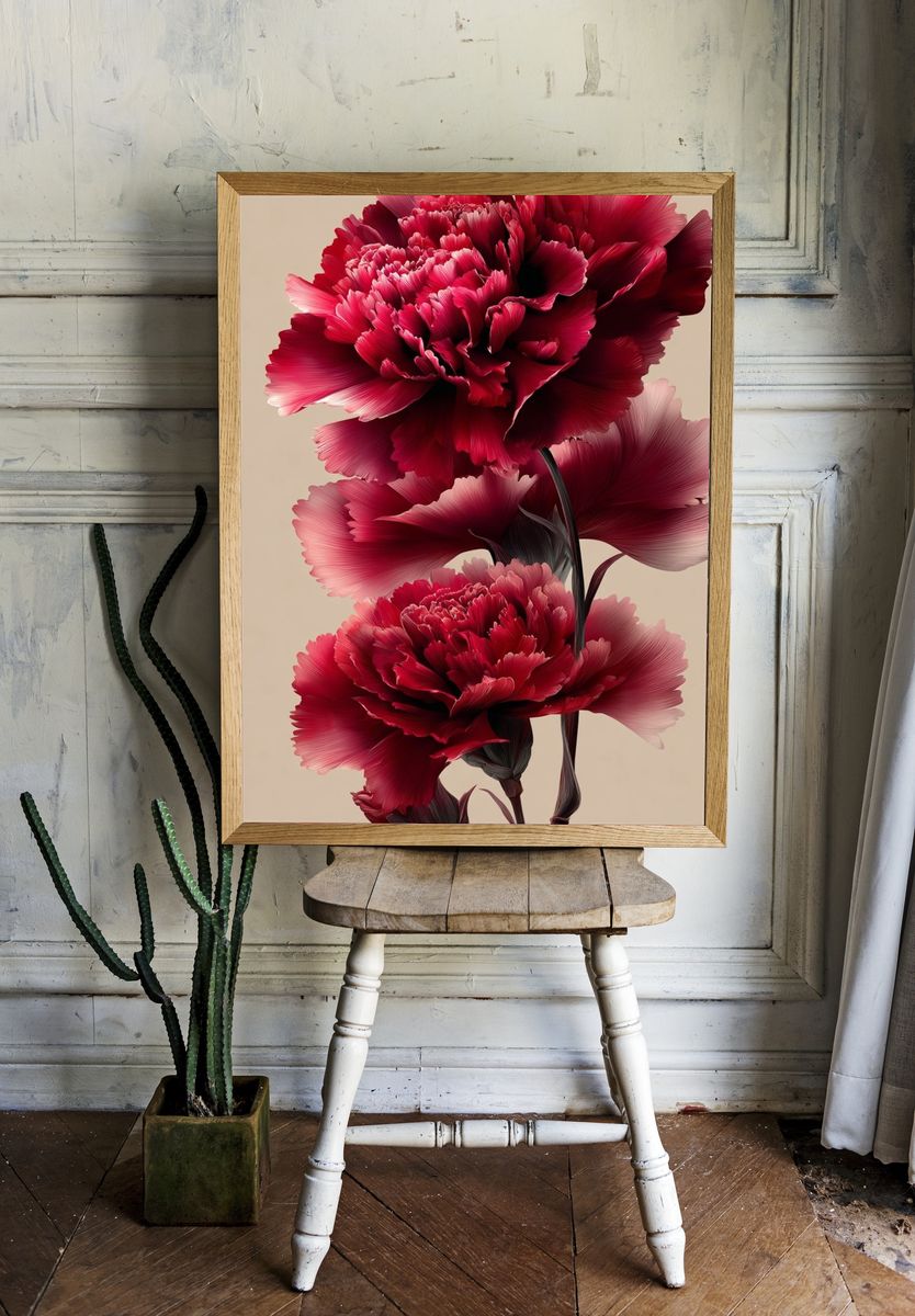 Red Carnation Floral Print room preview